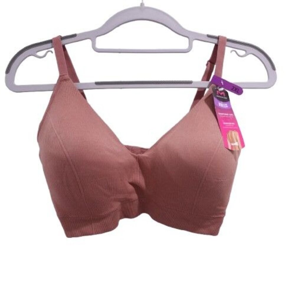 NEW Maidenform Rib Seamless Bralette Wireless Plus Size 2XL Iced Mocha DM2303